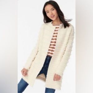 J Crew Juliette collarless sweater-blazer with fringe stripe size Medium